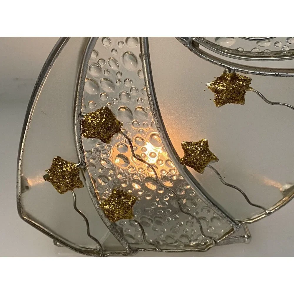 Angel & Trumpet Votive Glass Silver Plated Candle Holder International Silver Co